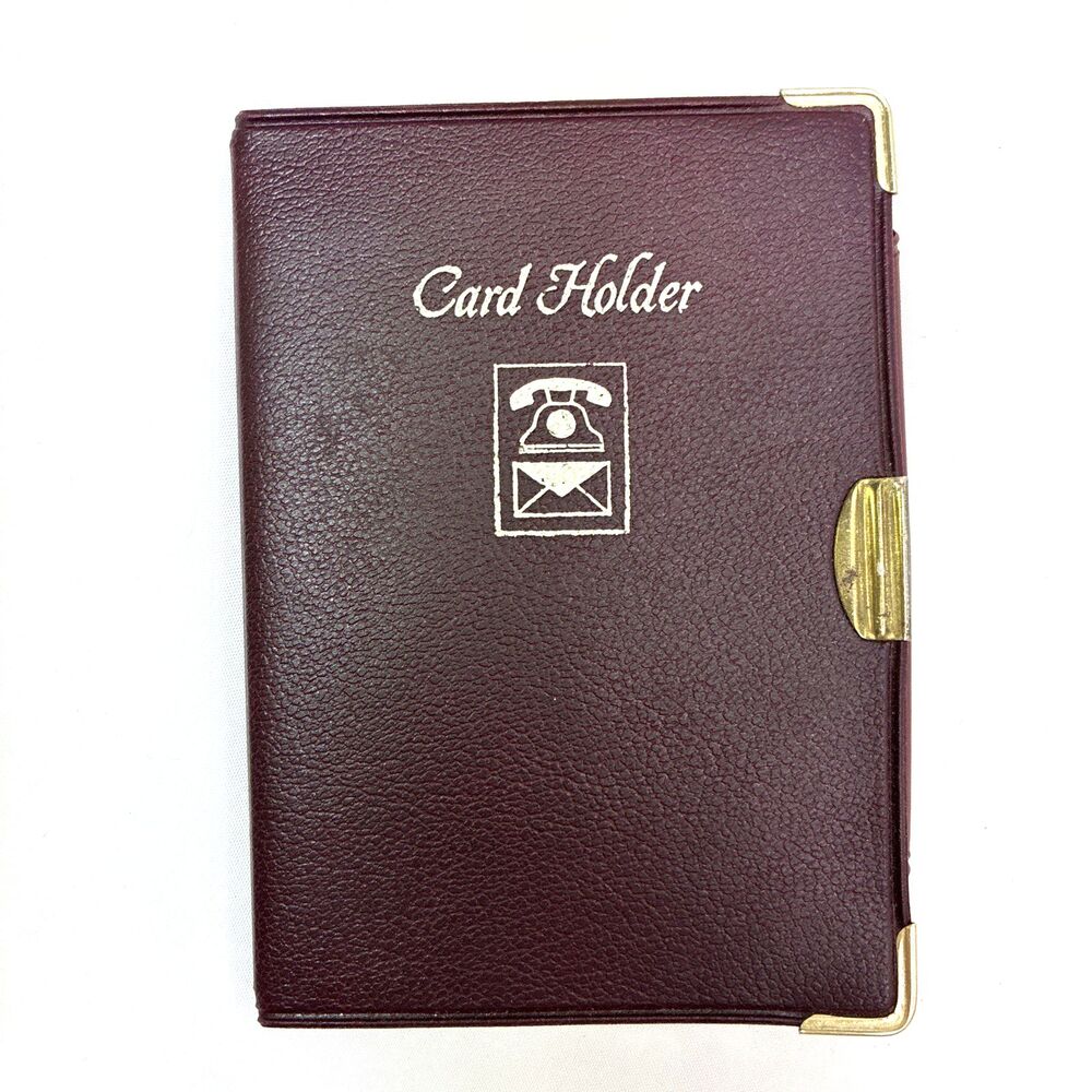 Vintage Card Holder Business Telephone Address Slim Analog Organizer Maroon Red